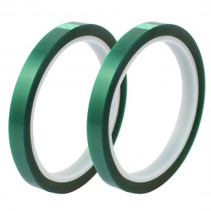 High Temperature green PET Tape Made with  Polyester and Silicone for Powder Coating and Masking